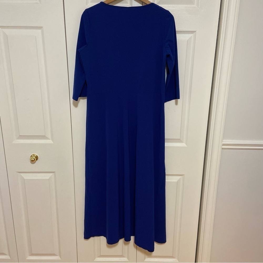 Katharina Hovman NWT Royal Blue 3/4 Sleeve Pleated Midi Maxi Dress Size 8 - Picture 12 of 14
